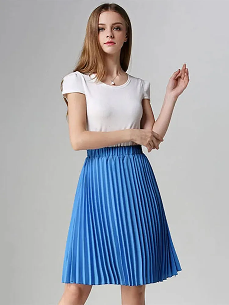 Vintage High Waist Chiffon Tutu Midi Skirt for Summer Style