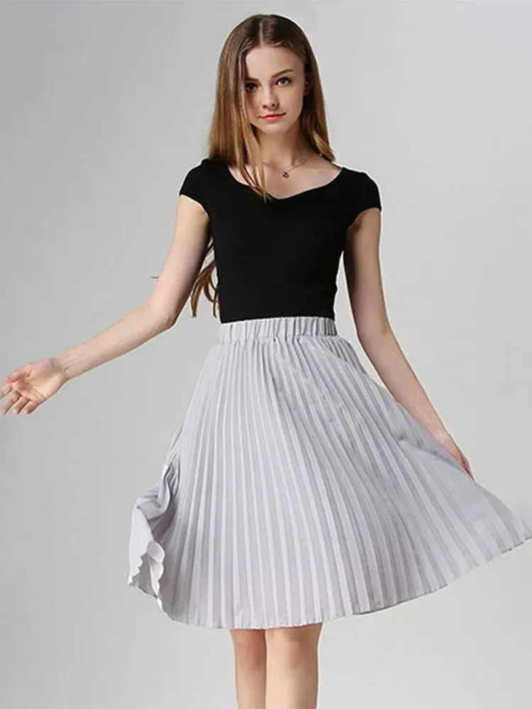 Vintage High Waist Chiffon Tutu Midi Skirt for Summer Style