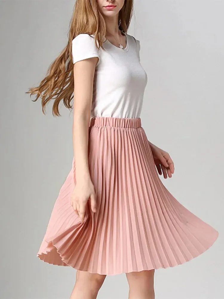 Vintage High Waist Chiffon Tutu Midi Skirt for Summer Style