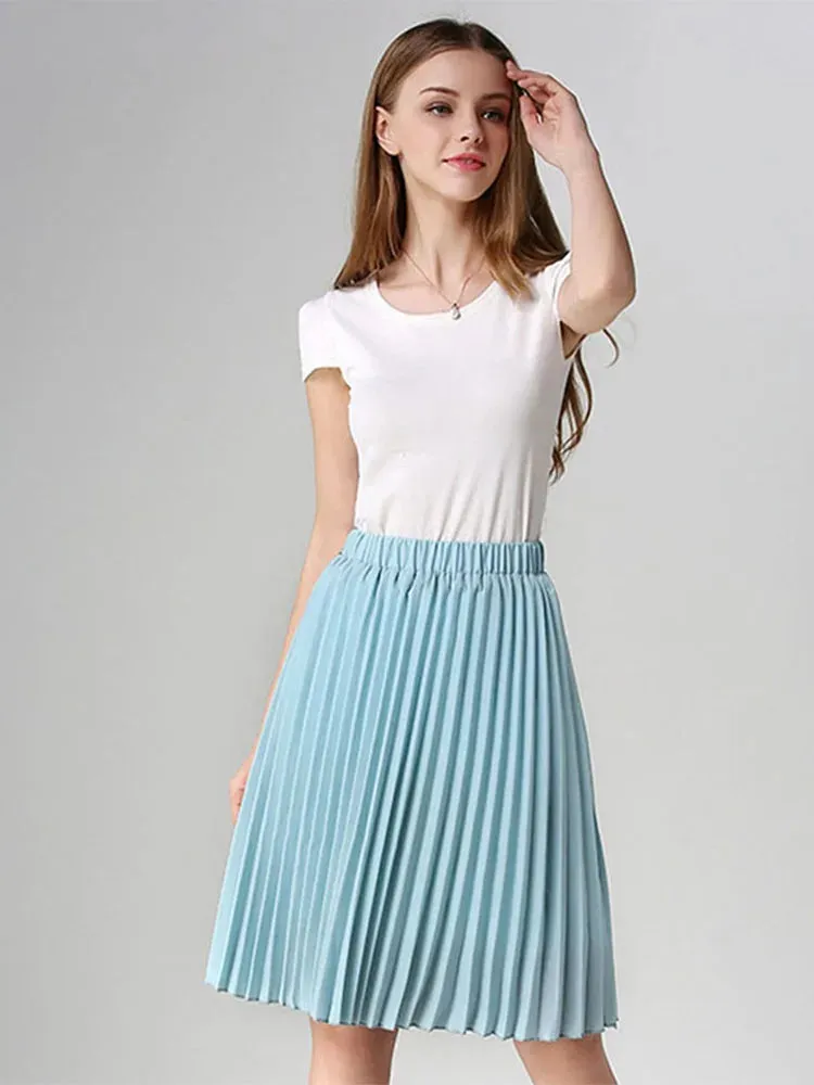 Vintage High Waist Chiffon Tutu Midi Skirt for Summer Style