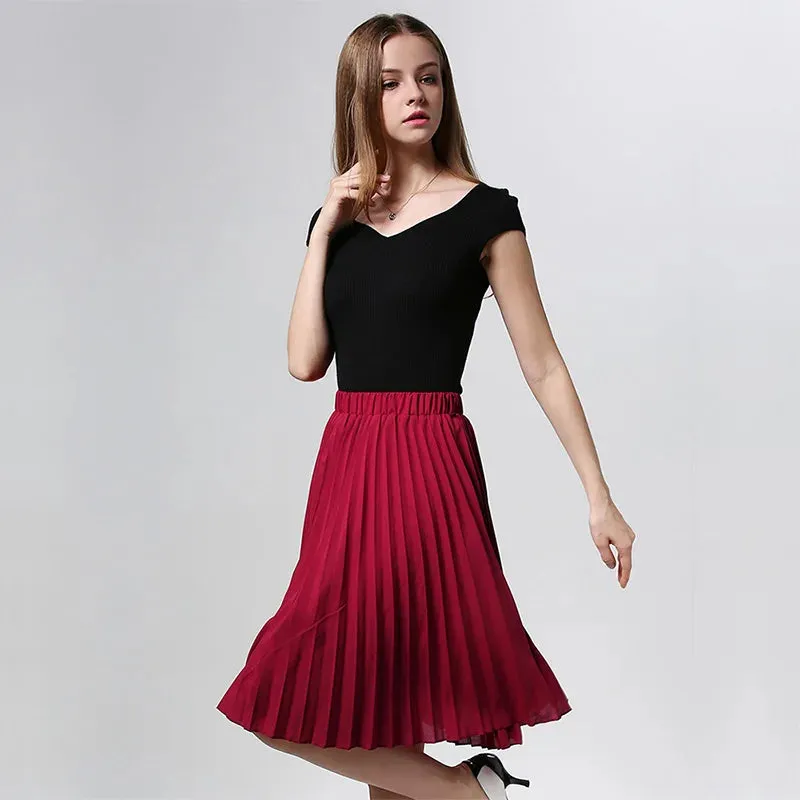 Vintage High Waist Chiffon Tutu Midi Skirt for Summer Style