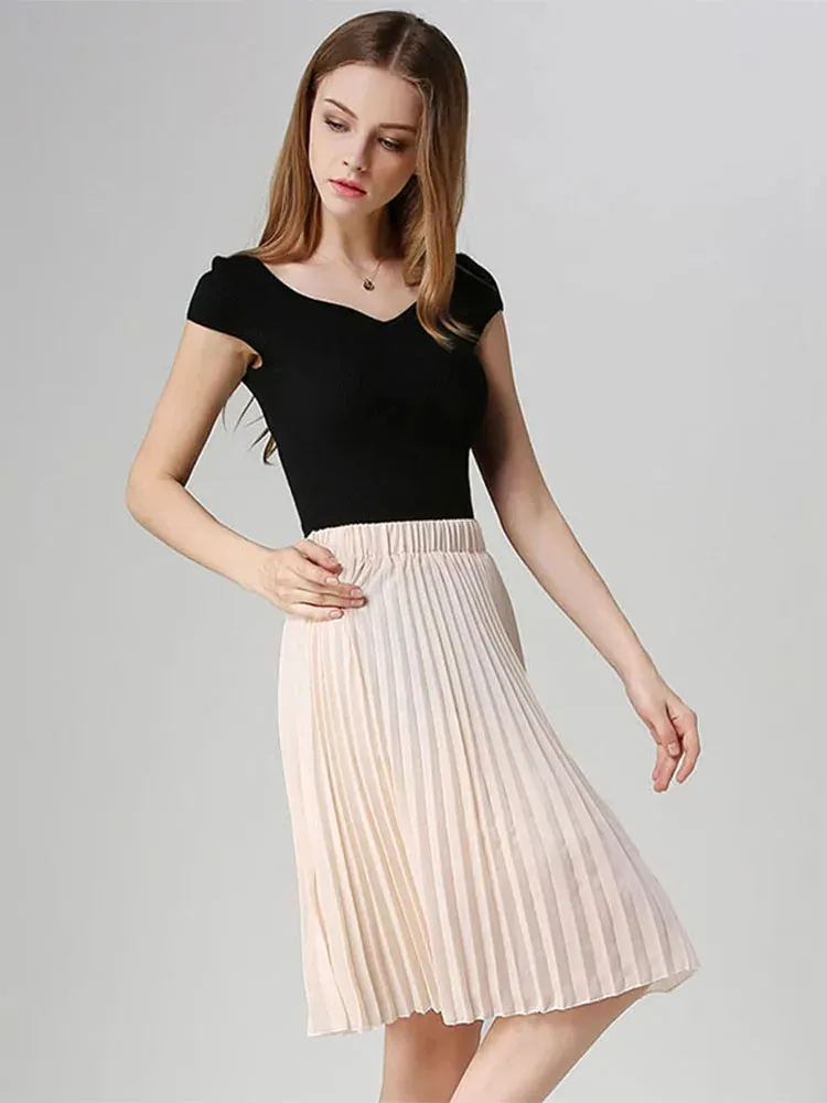 Vintage High Waist Chiffon Tutu Midi Skirt for Summer Style