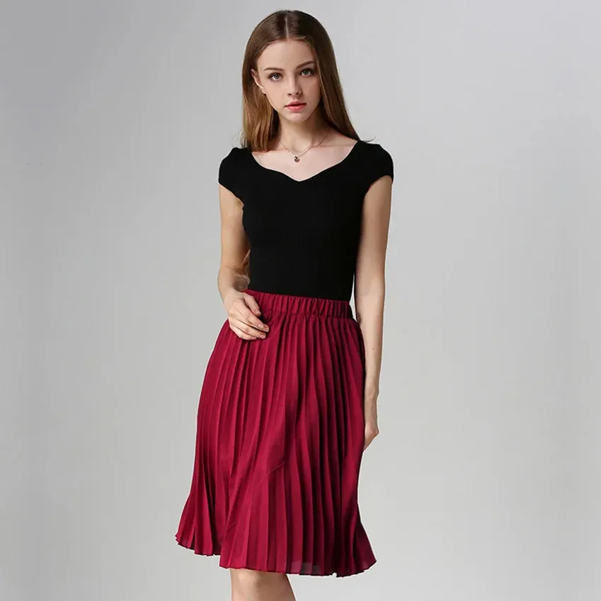 Vintage High Waist Chiffon Tutu Midi Skirt for Summer Style