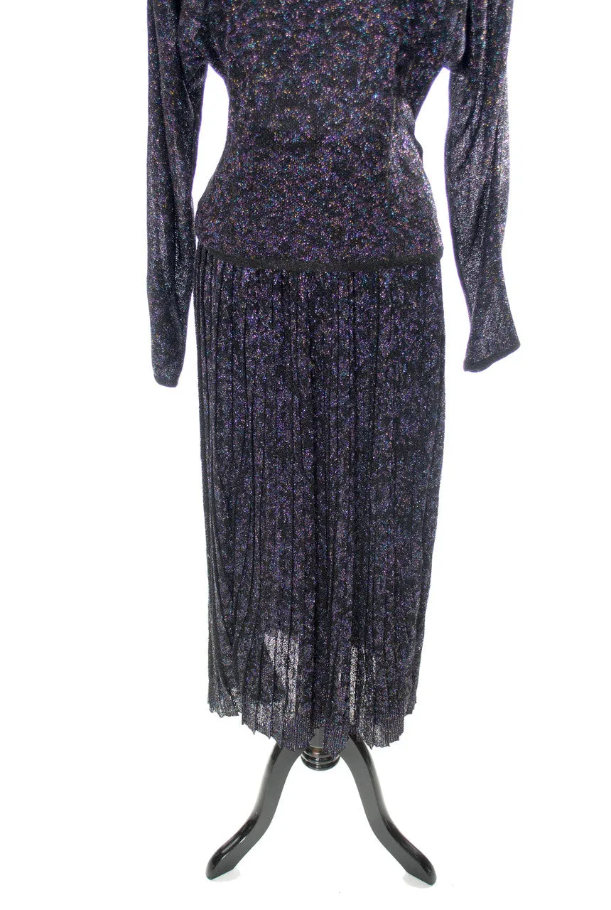 Vintage Missoni Sparkle Purple Party Skirt & Top