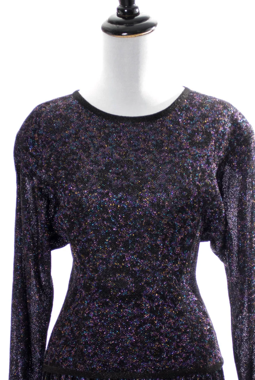 Vintage Missoni Sparkle Purple Party Skirt & Top