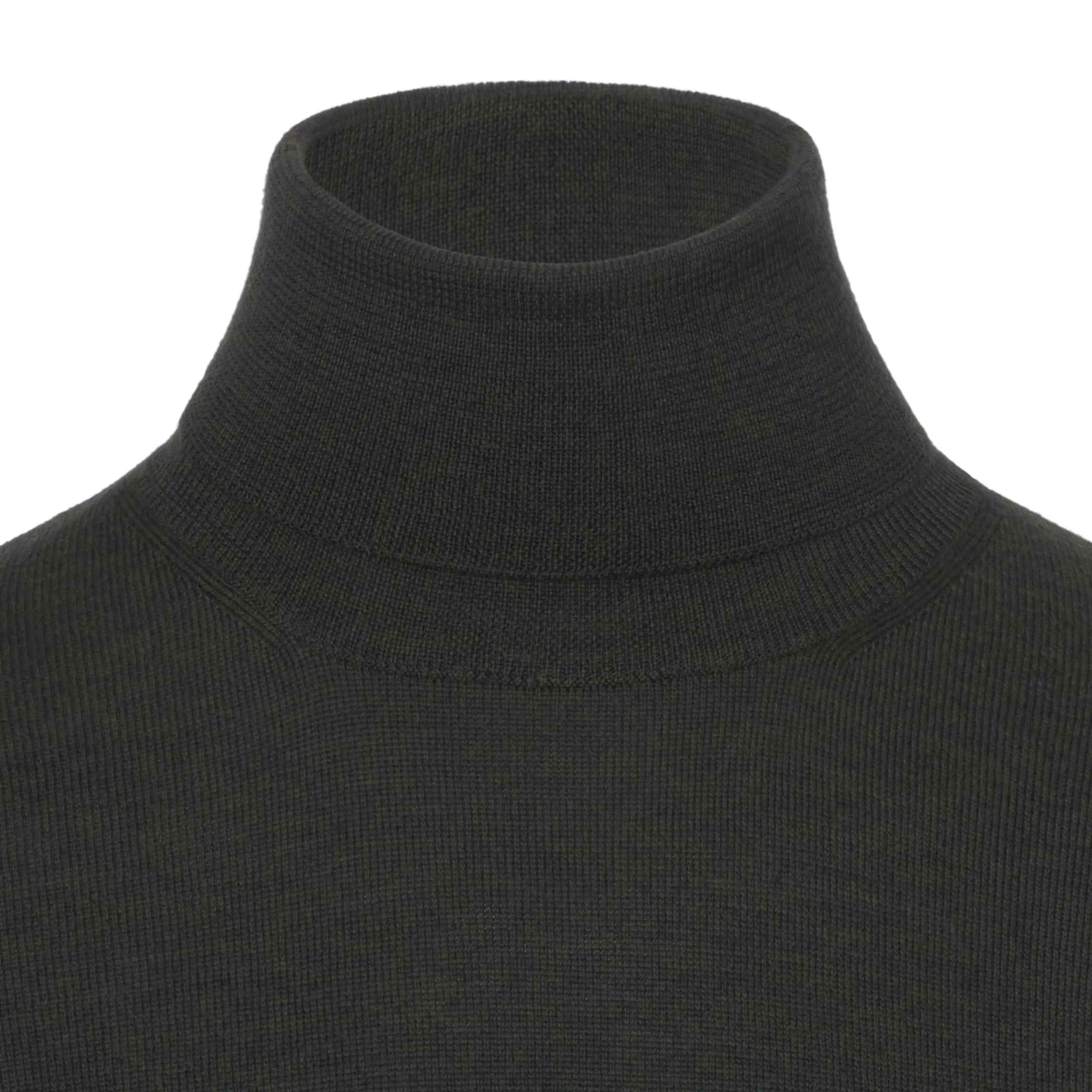 Virgin Wool Turtleneck Sweater in Forest Green