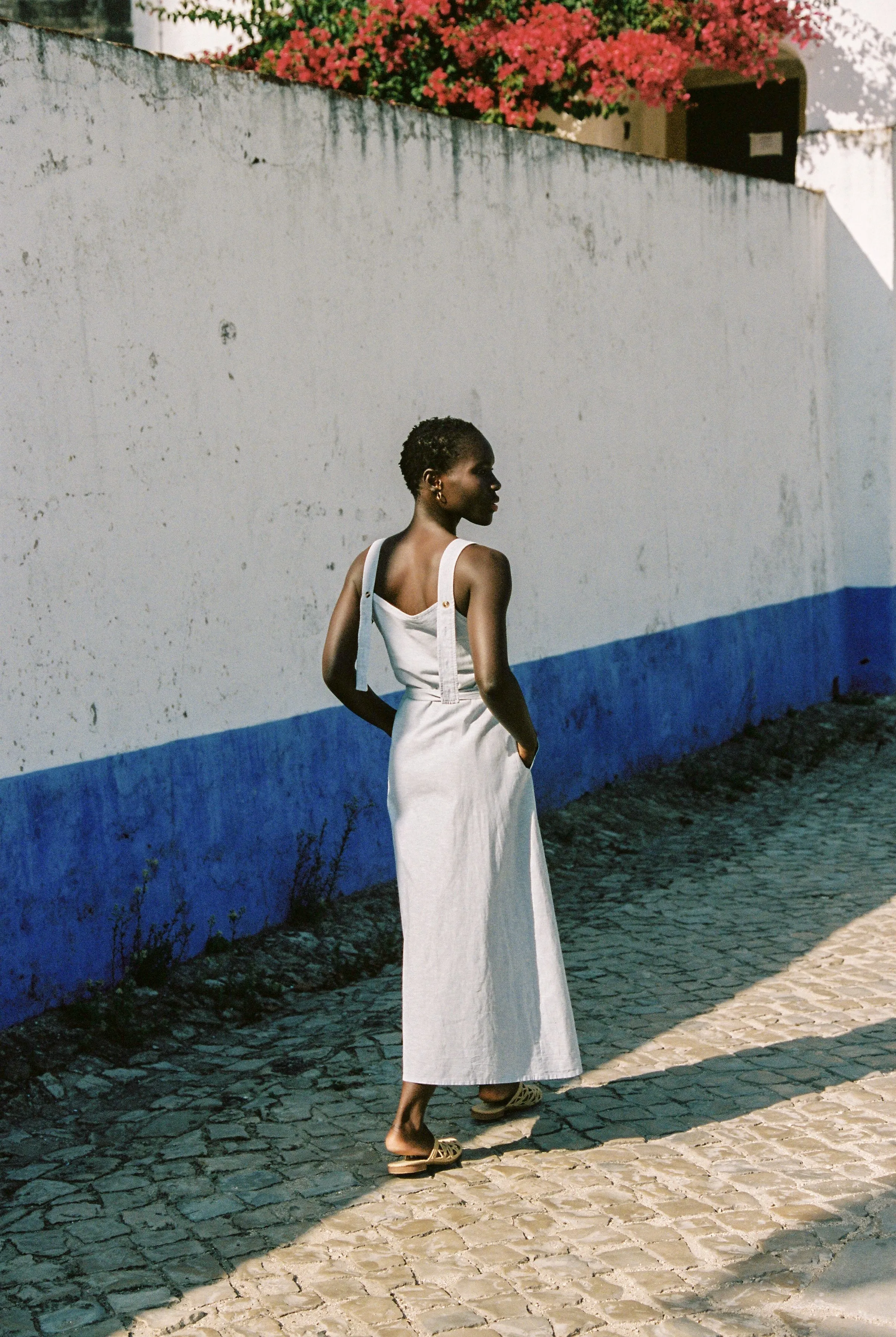 Volonté Linen Midi Dress Sky Blue