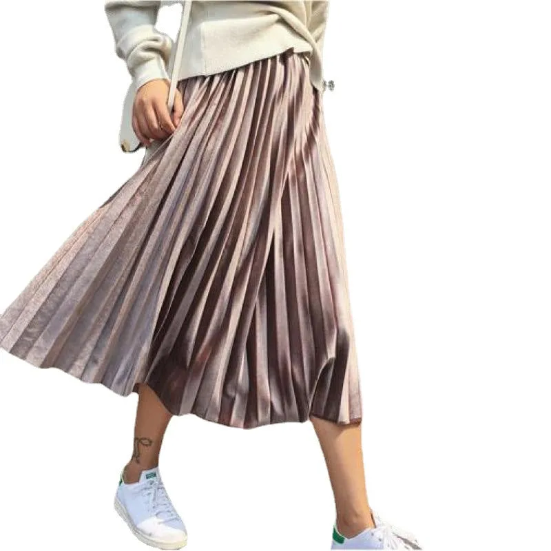 Wenkouban mens christmas outfit Women Winter outfits Black Friday 2014 Autumn and Winter Velvet Pleated Skirt Metallic Velvet Mid-Length A- line Skirt for Women