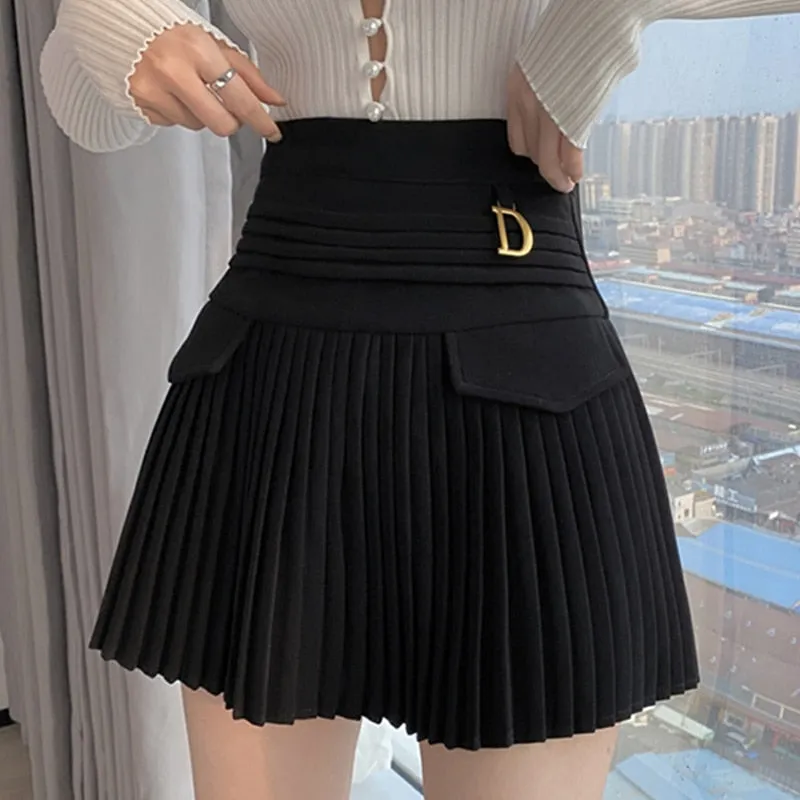 Wenkouban Pleated Mini Skirt Women Summer Short Lace Trim Skirts Female Preppy Style Khaki High Waist Skirt Girl School Uniform Miniskirt