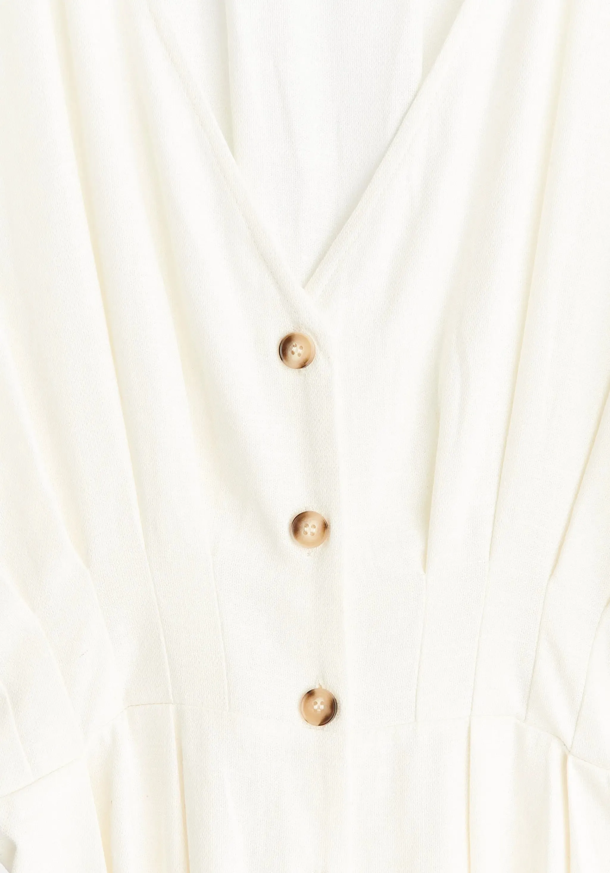 White Linen Blend Button Jumpsuit