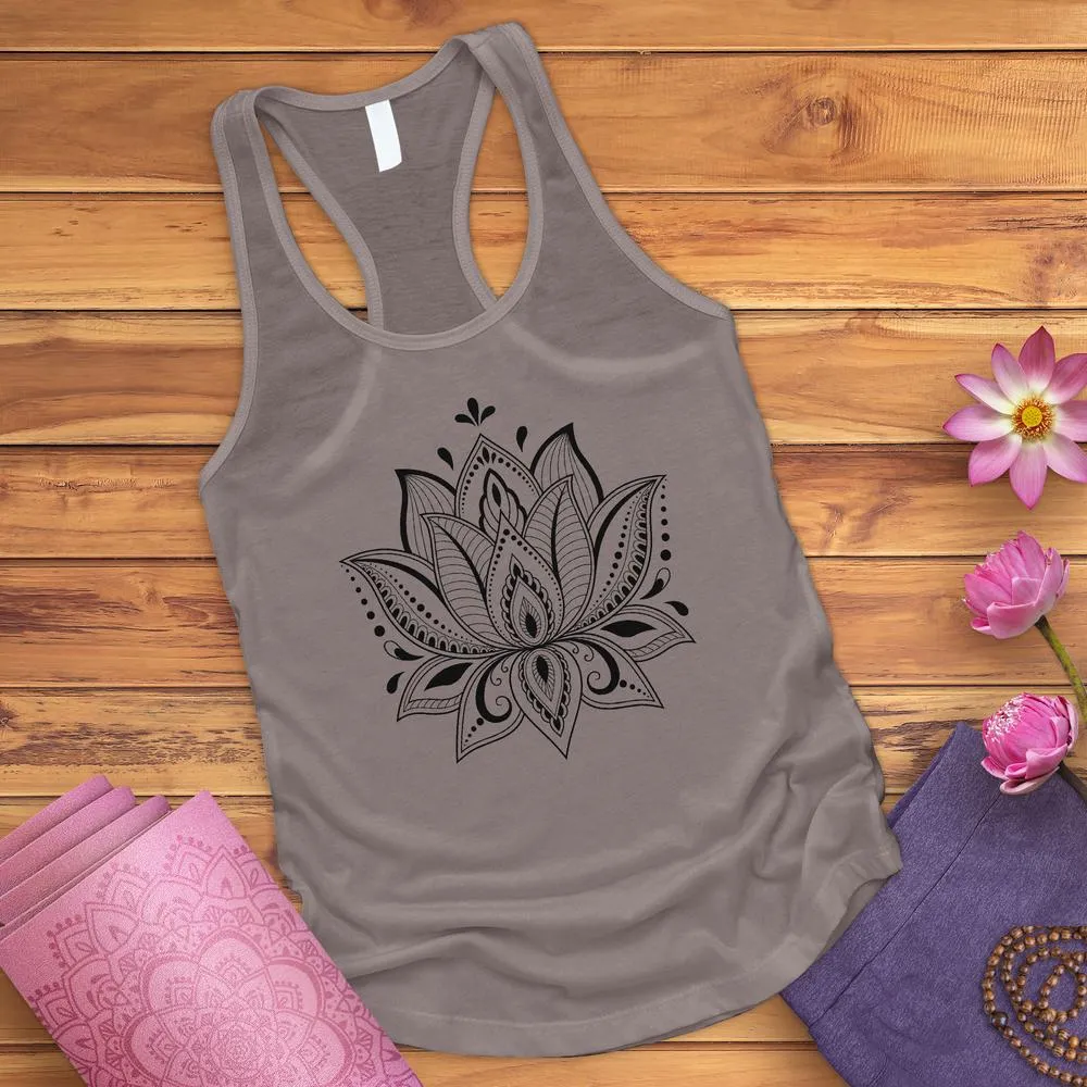 White Lotus Flower Tank Top