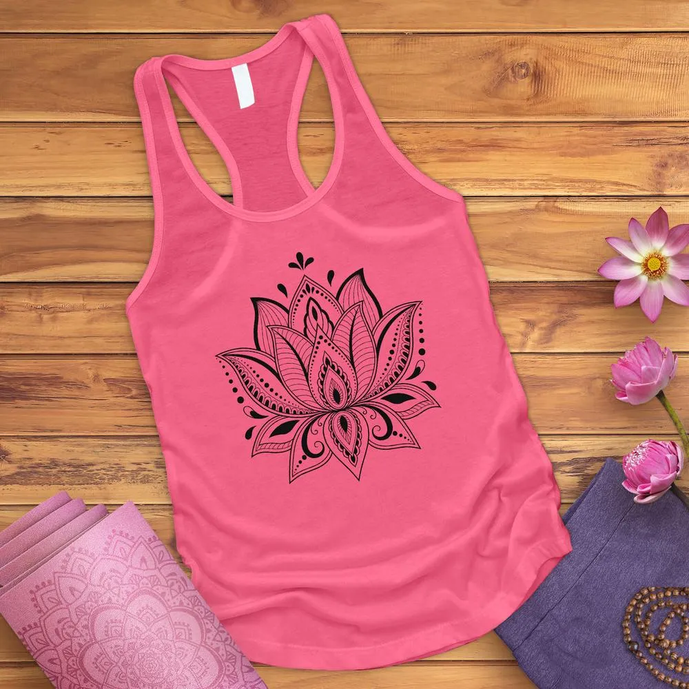 White Lotus Flower Tank Top