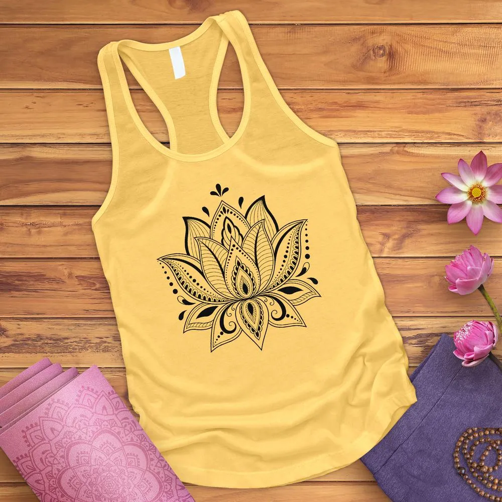 White Lotus Flower Tank Top