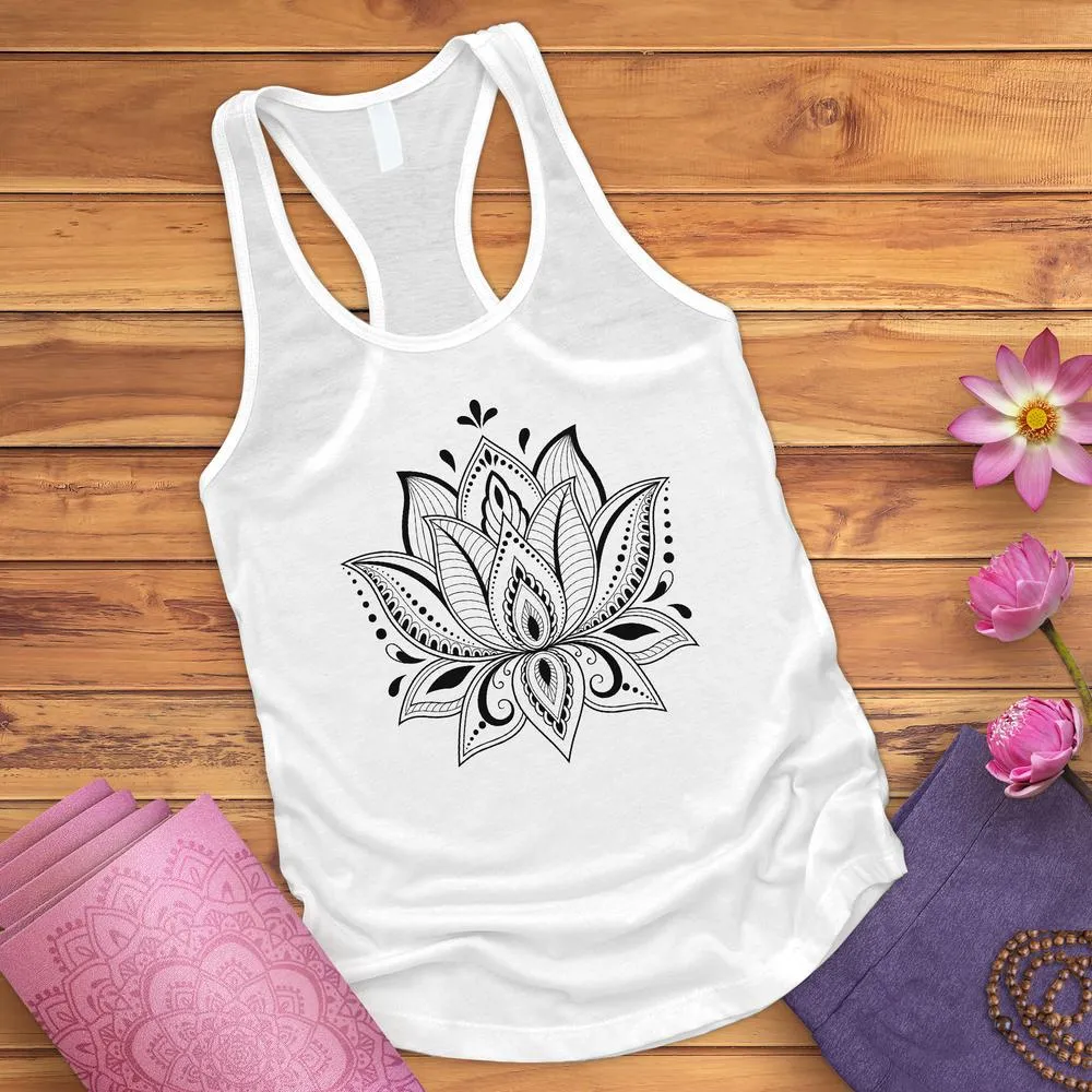 White Lotus Flower Tank Top