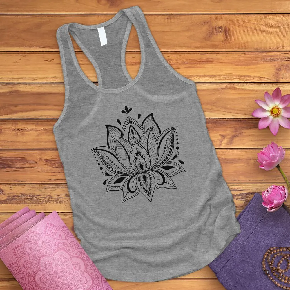 White Lotus Flower Tank Top