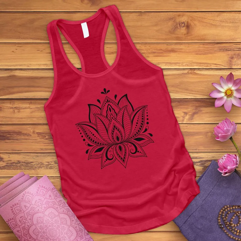 White Lotus Flower Tank Top