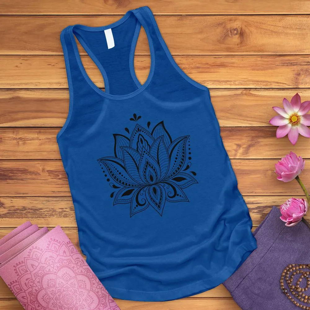 White Lotus Flower Tank Top