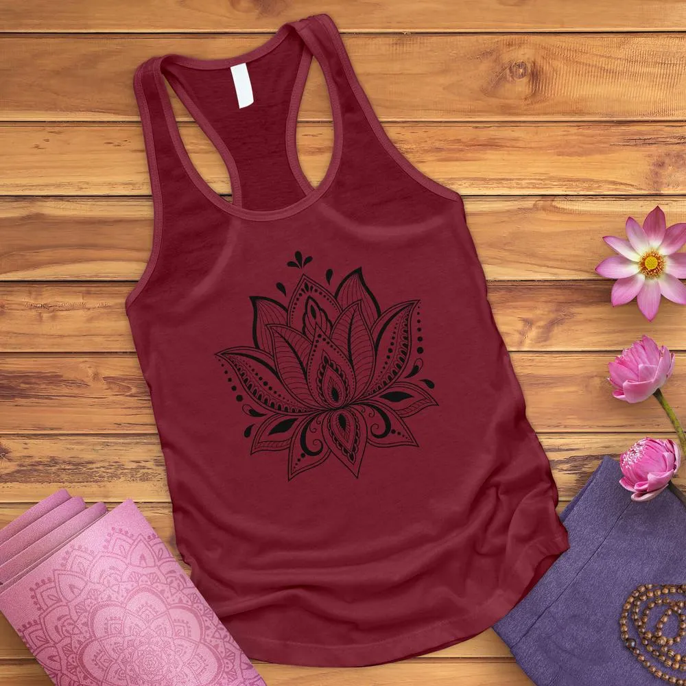 White Lotus Flower Tank Top