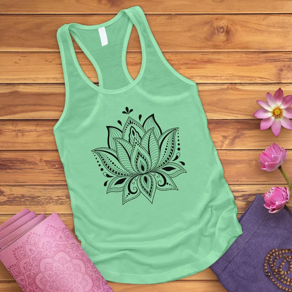 White Lotus Flower Tank Top