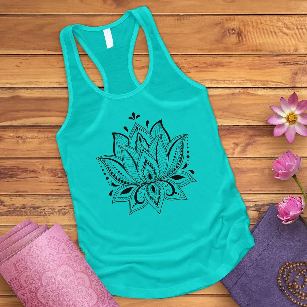 White Lotus Flower Tank Top