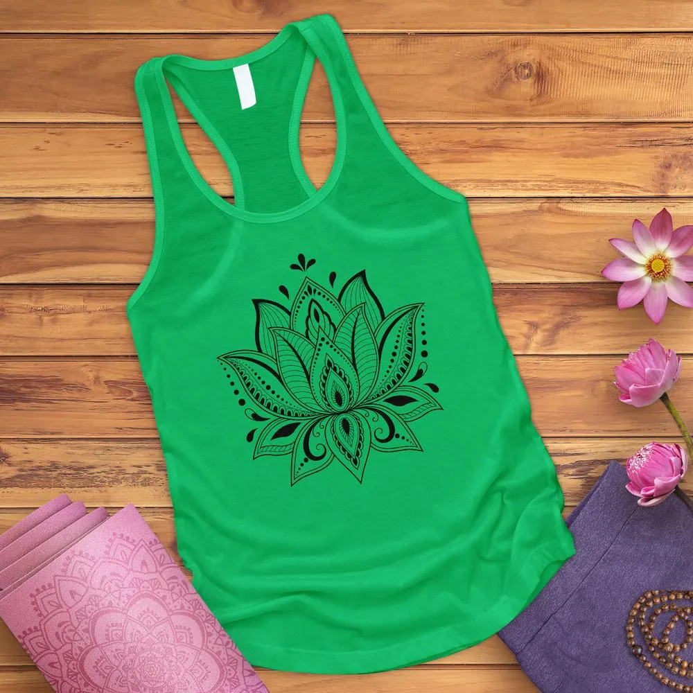 White Lotus Flower Tank Top