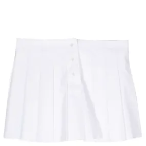 White Womens Box Pleated Mini Skirt