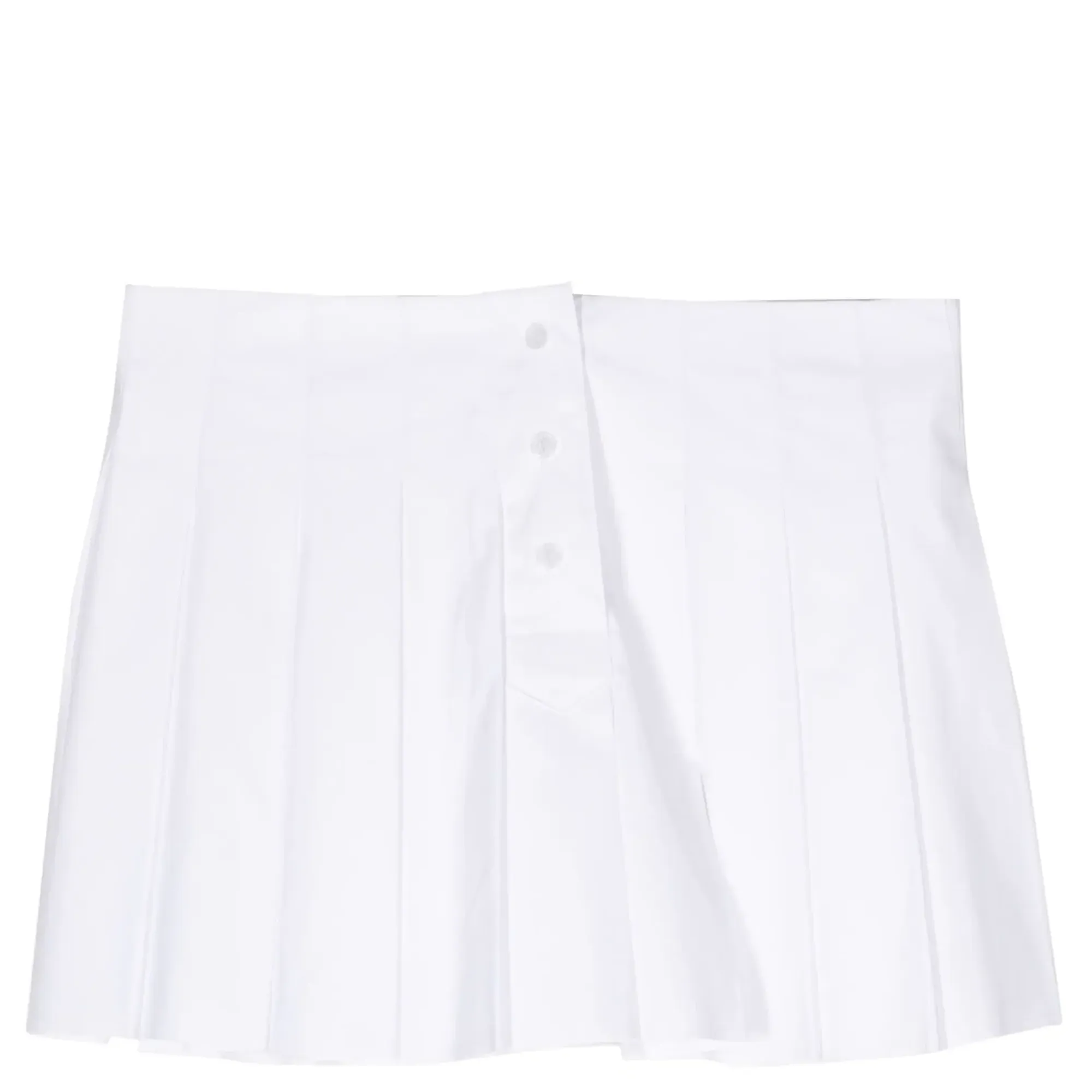 White Womens Box Pleated Mini Skirt