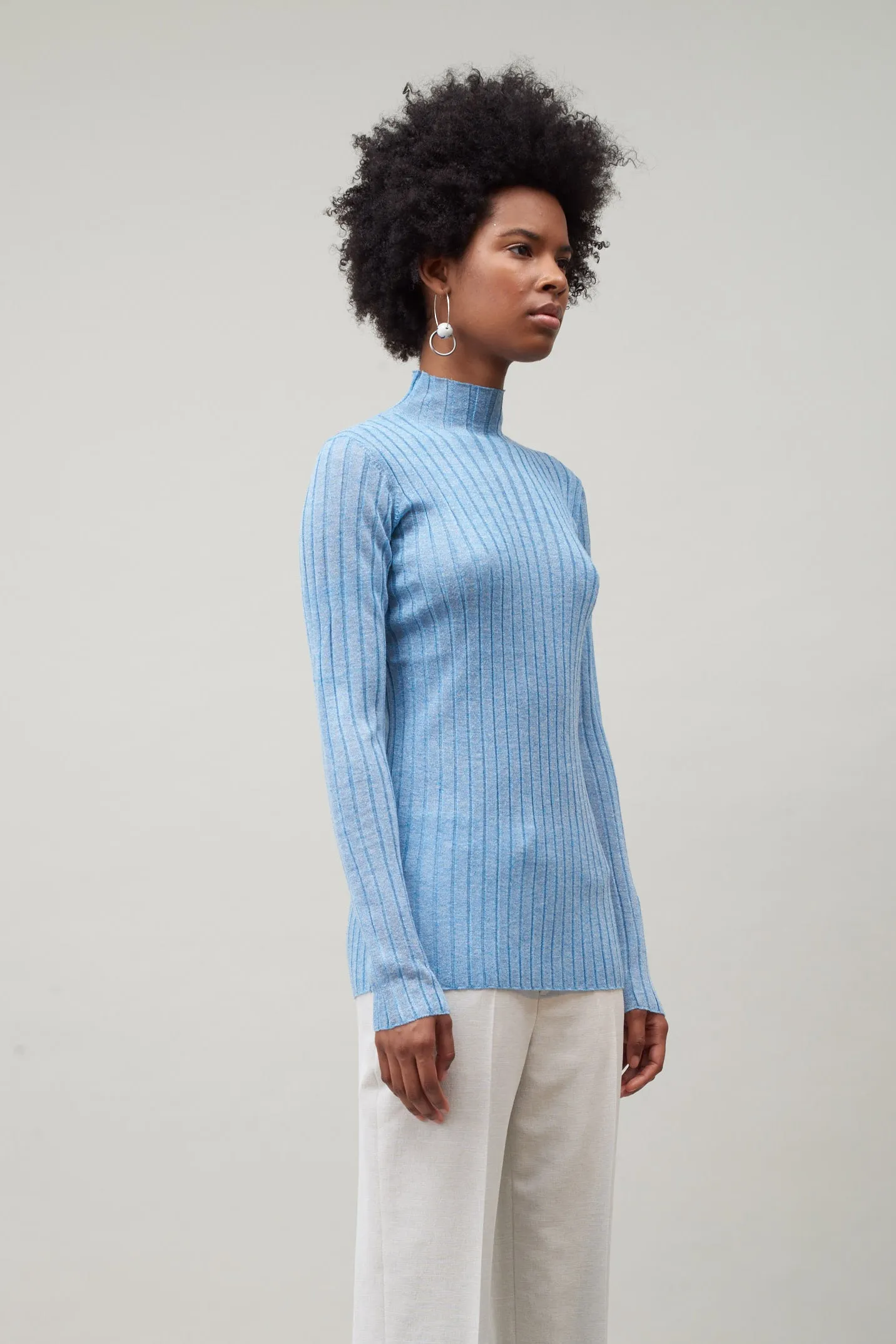 WIDE RIB TURTLENECK - WATER