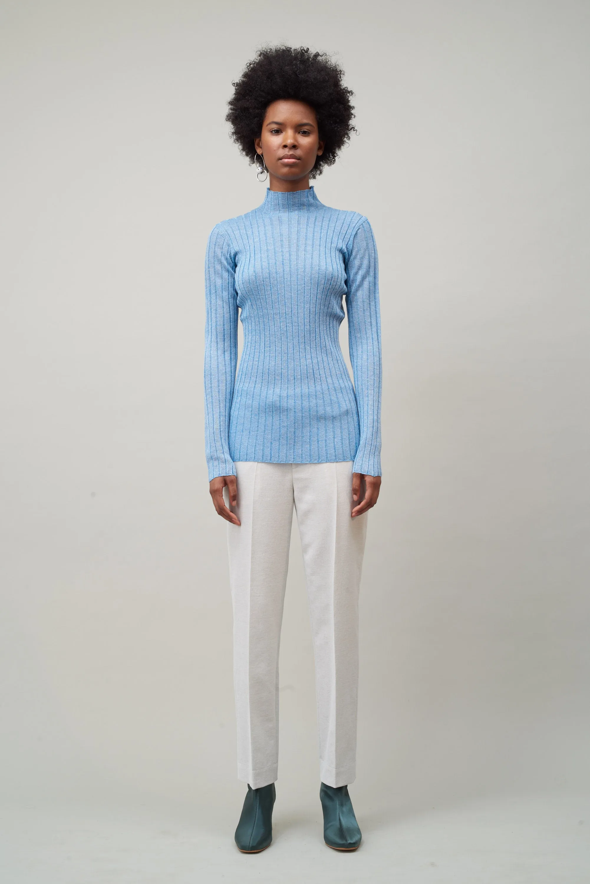 WIDE RIB TURTLENECK - WATER