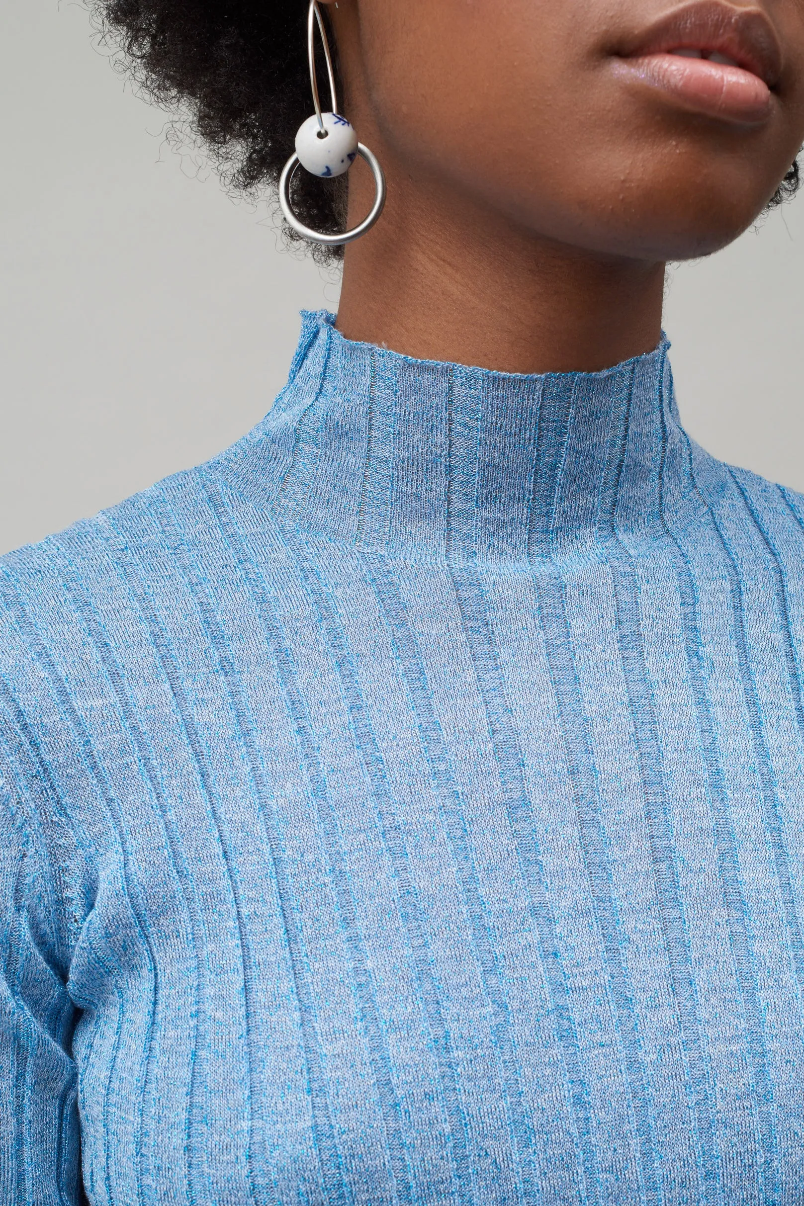 WIDE RIB TURTLENECK - WATER