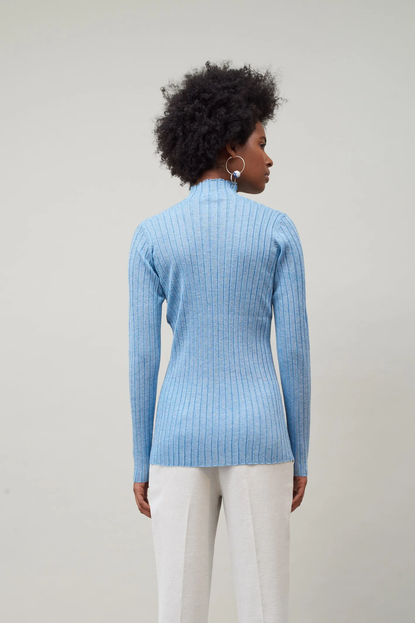 WIDE RIB TURTLENECK - WATER