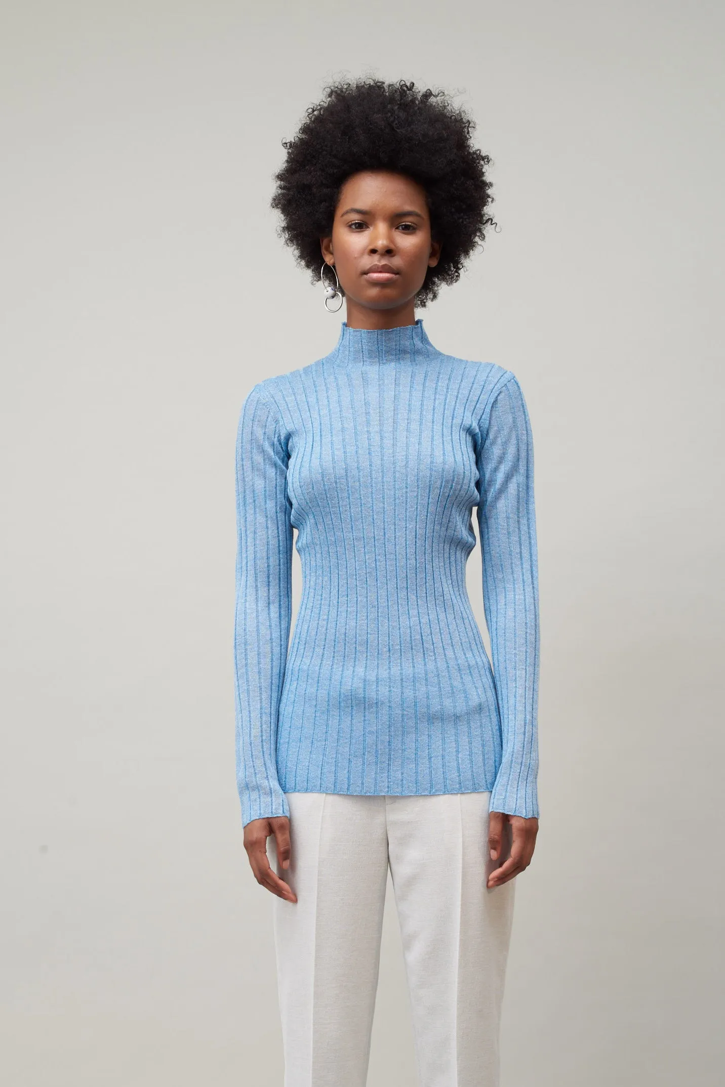 WIDE RIB TURTLENECK - WATER