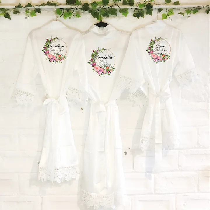 Wildflower Circle Lace Wedding Dressing Robe