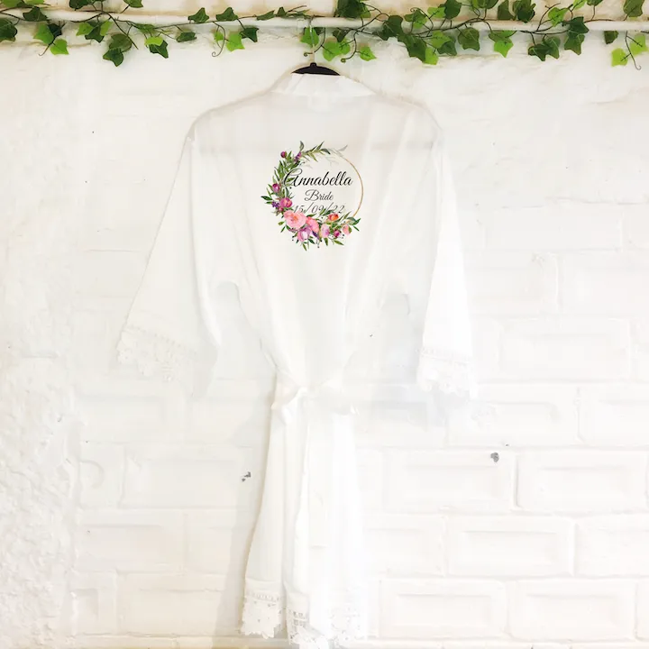 Wildflower Circle Lace Wedding Dressing Robe