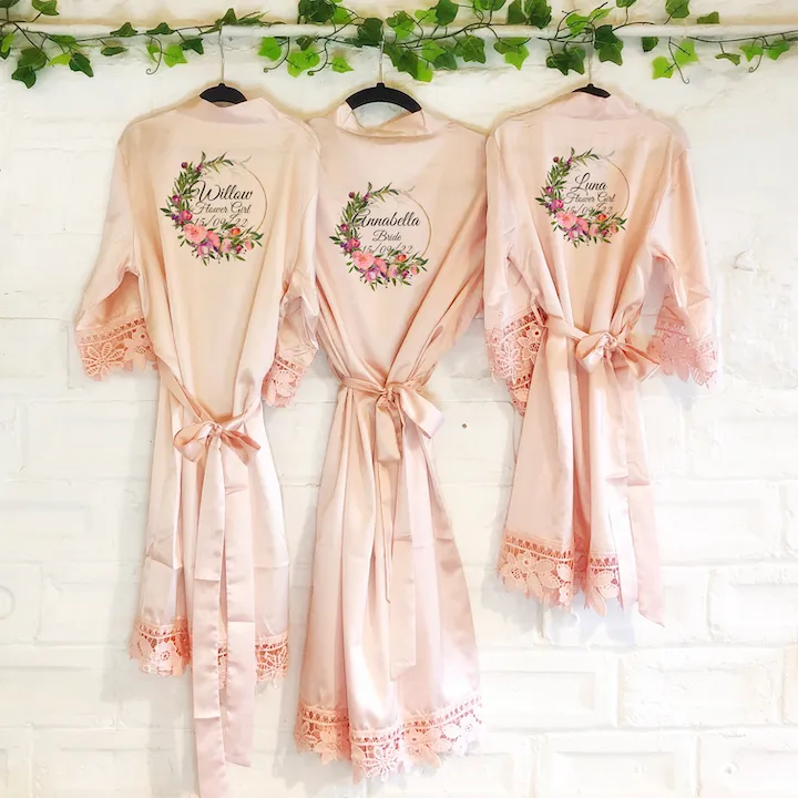 Wildflower Circle Lace Wedding Dressing Robe