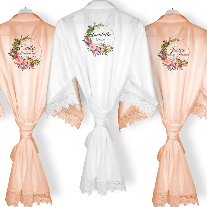 Wildflower Circle Lace Wedding Dressing Robe