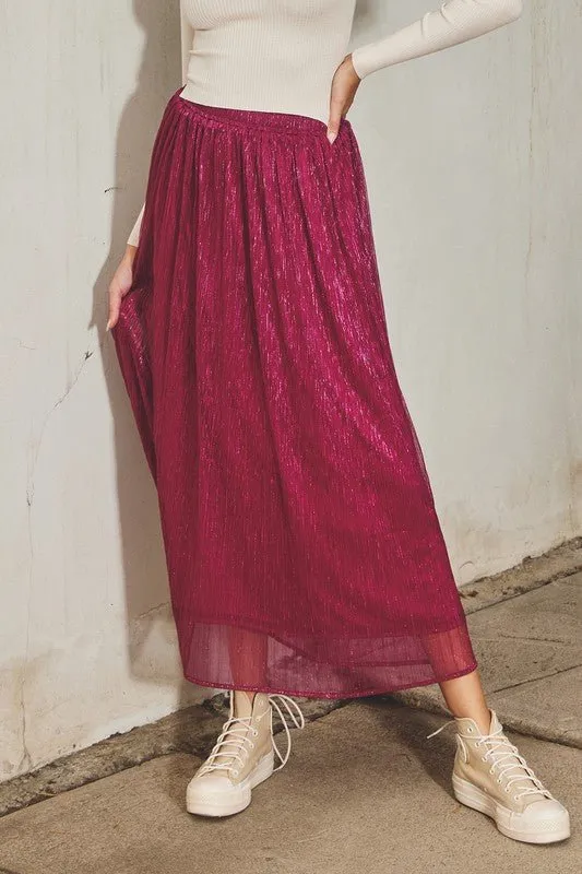 Win My Heart Sparkle Pleated Maxi Skirt