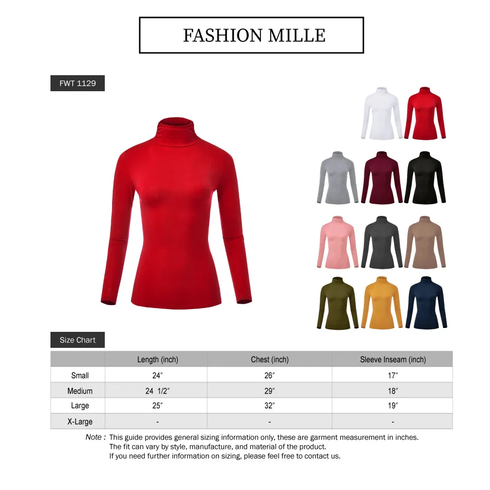 Women's Soft Long Sleeve Lightweight Turtleneck Top (FWT1129)