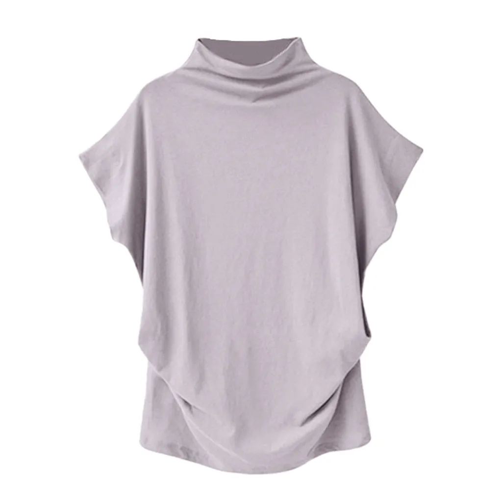 Womens Turtleneck Lightweight Top Batwing Style Short Sleeves 9 Sizes