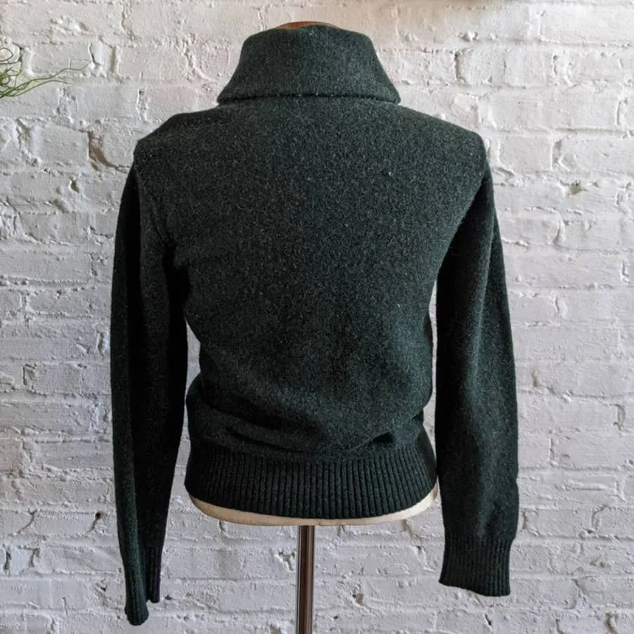 Y2K Minimalist Forest Green Brushed Lambs Wool Sweater Dark Academia Preppy Top