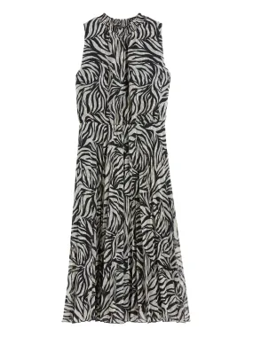 Zebra Pleated Midi Dress in Zebra Print