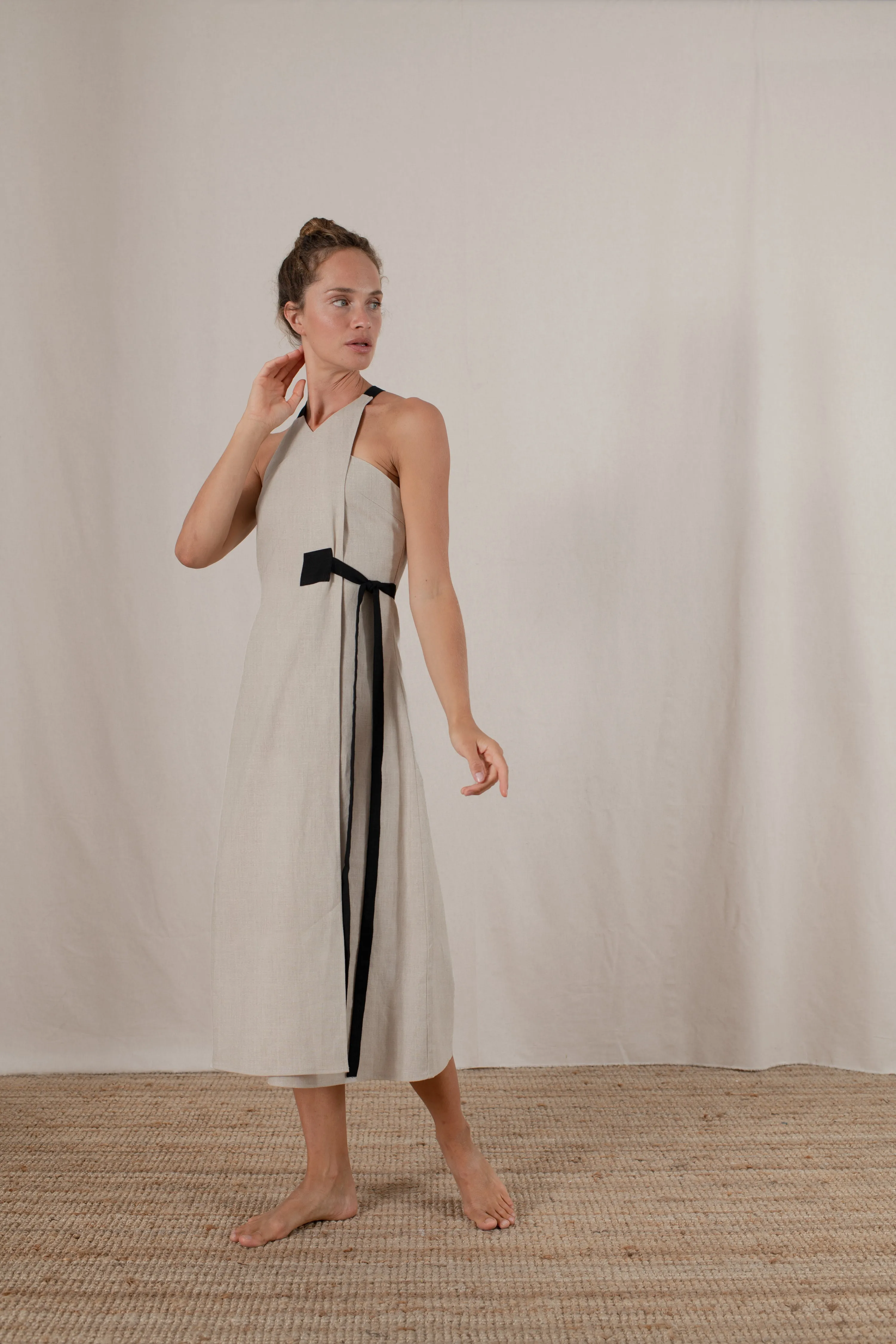 Zulu Linen Wrap Dress in Natural