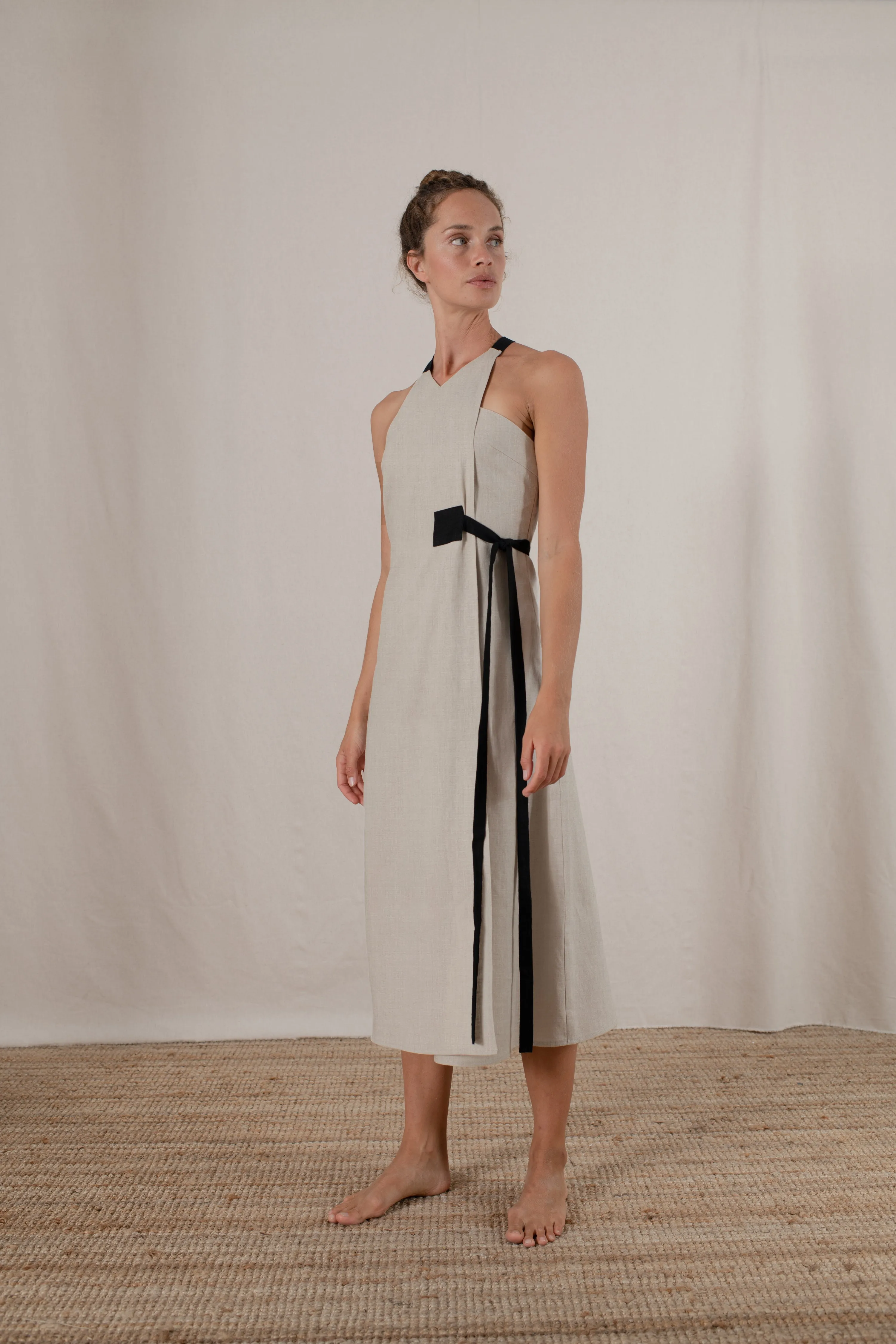 Zulu Linen Wrap Dress in Natural