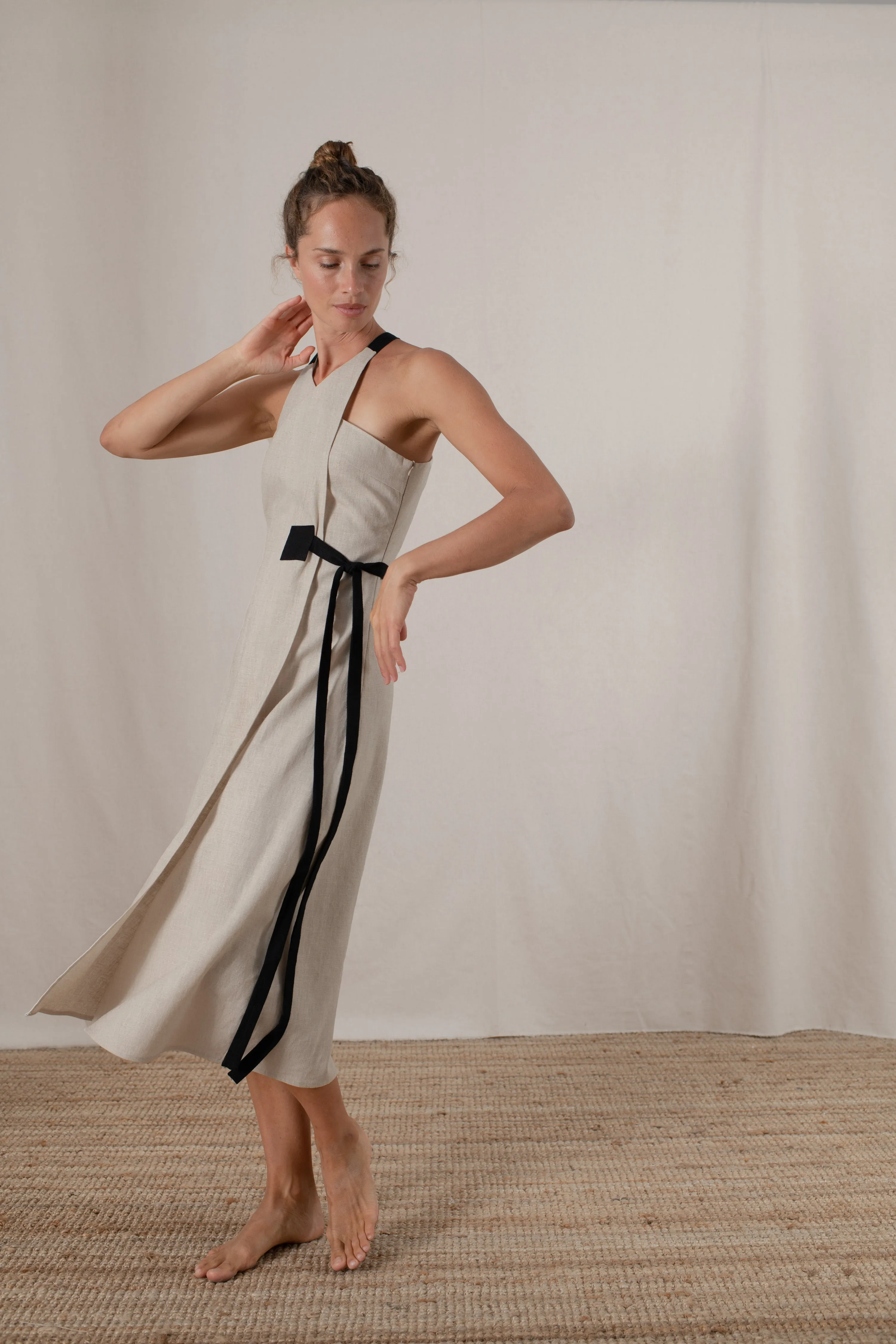 Zulu Linen Wrap Dress in Natural